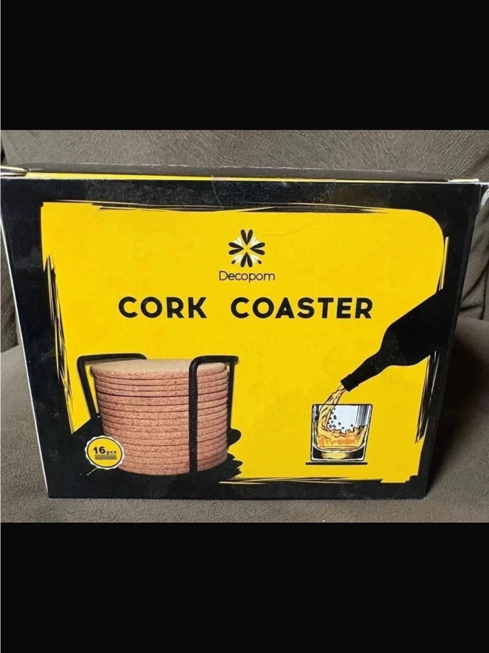 Cork Coaster Set - Brown (16 pcs)